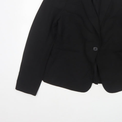 H&M Women Black UK 12 Tailored Single-Breasted Blazer Workwear