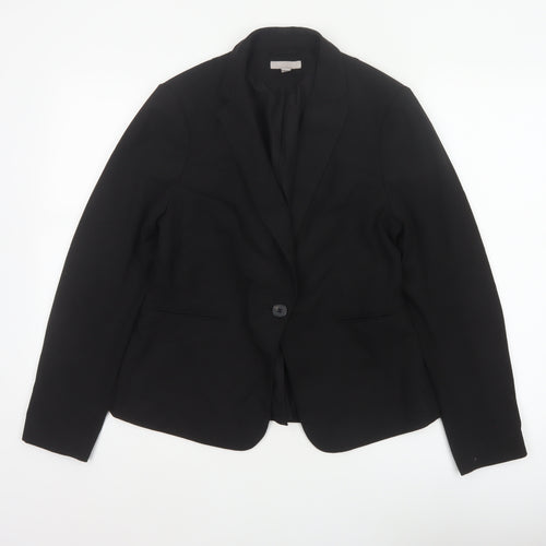 H&M Women Black UK 12 Tailored Single-Breasted Blazer Workwear