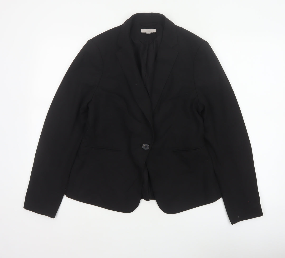 H&M Women Black UK 12 Tailored Single-Breasted Blazer Workwear