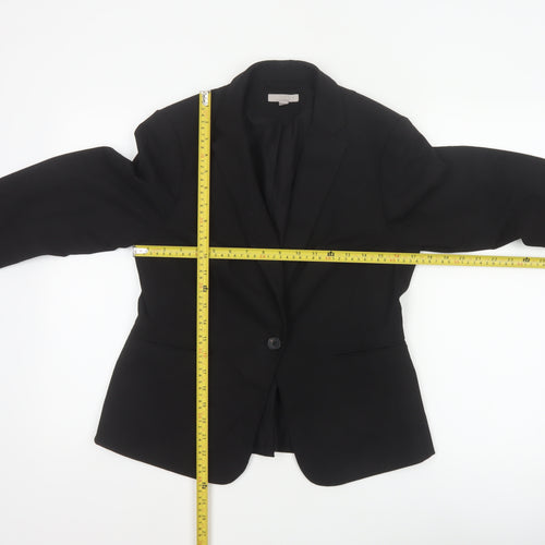 H&M Women Black UK 12 Tailored Single-Breasted Blazer Workwear