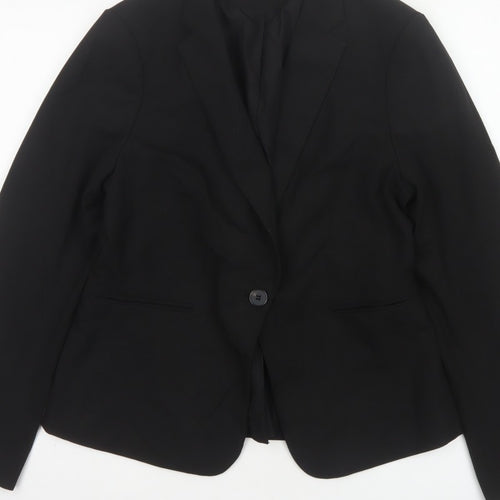 H&M Women Black UK 12 Tailored Single-Breasted Blazer Workwear