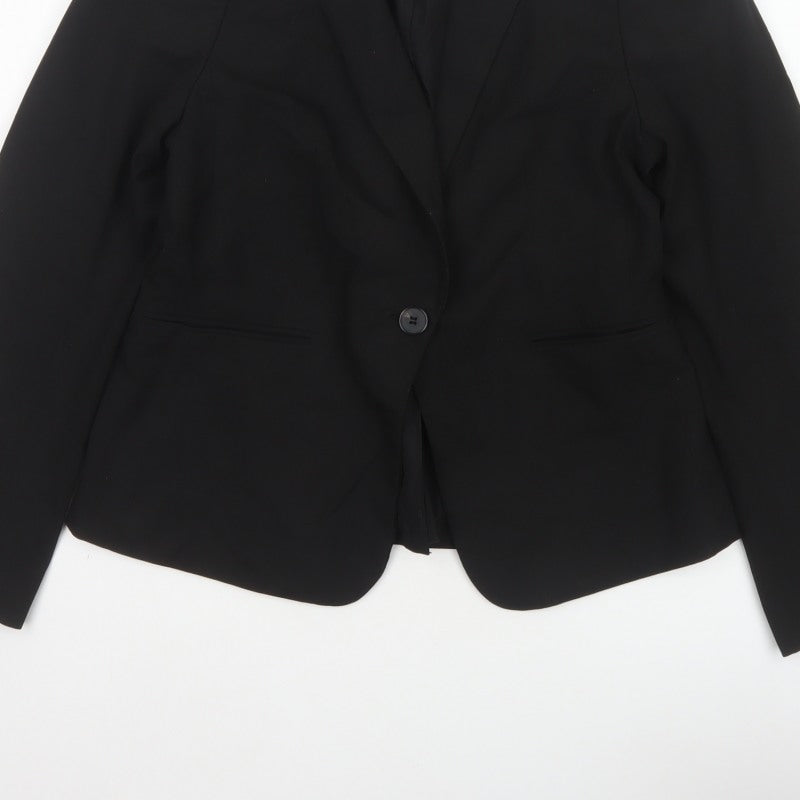 H&M Women Black UK 12 Tailored Single-Breasted Blazer Workwear