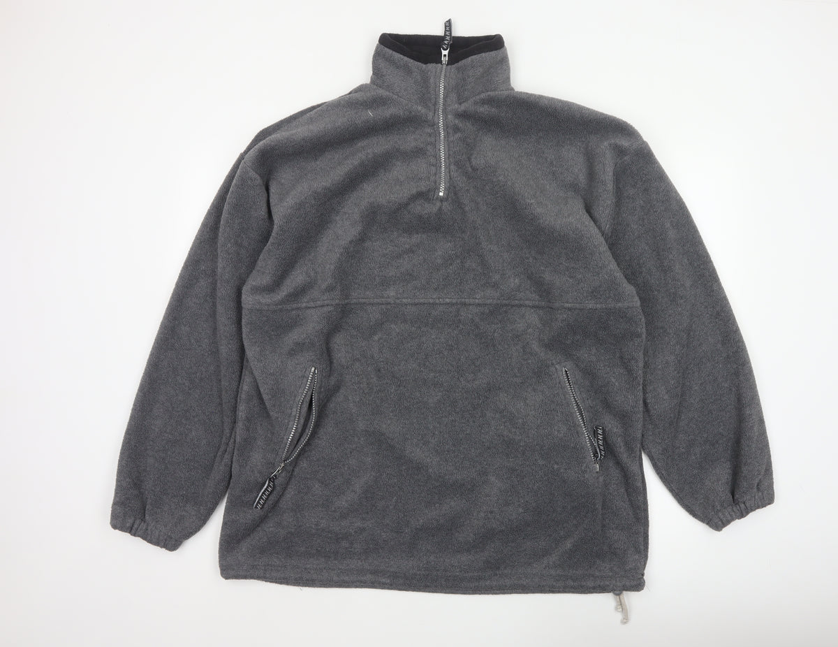 Back view of Hurricane Men’s Grey XL Fleece 1/4 Zip High Neck Pullover Sweatshirt