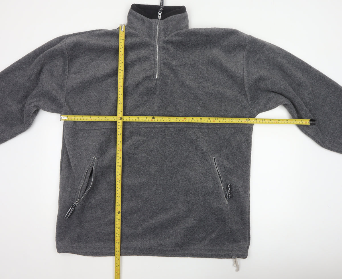 Close-up detail of Hurricane Men’s Grey XL Fleece 1/4 Zip High Neck Pullover Sweatshirt