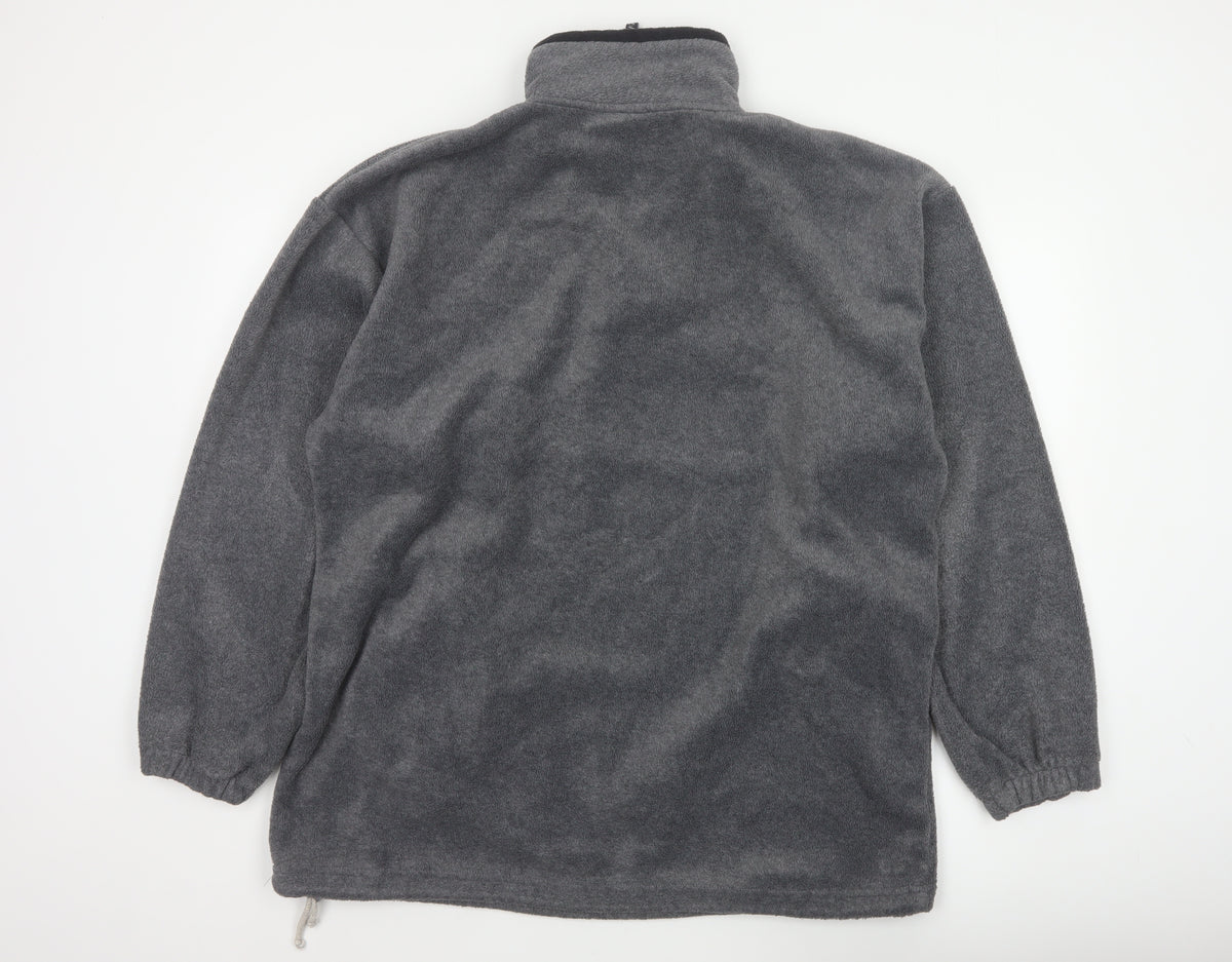 Brand and care label for Hurricane Men’s Grey XL Fleece 1/4 Zip High Neck Pullover Sweatshirt