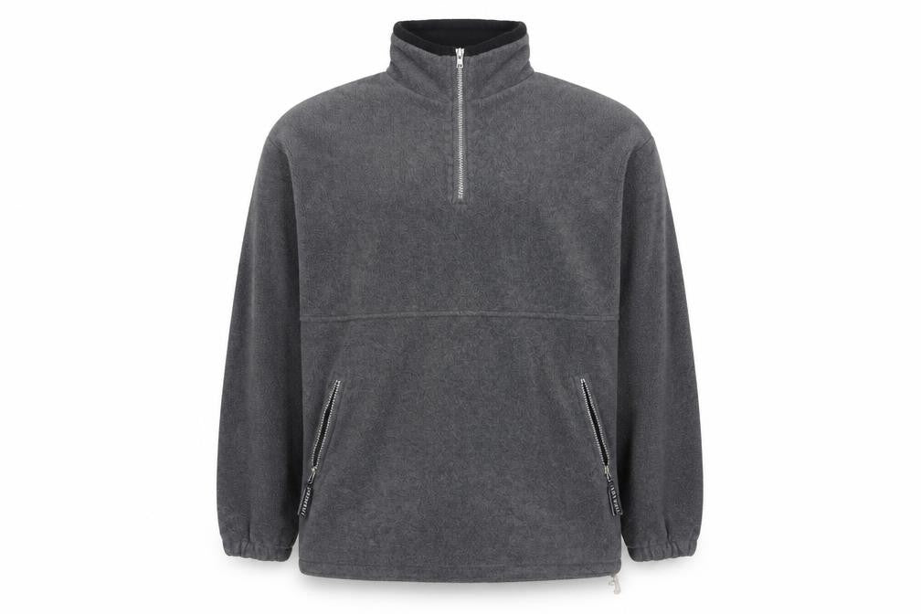 Front view of Hurricane Men’s Grey XL Fleece 1/4 Zip High Neck Pullover Sweatshirt