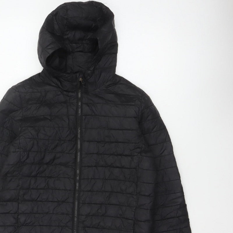 Lands' End Teens Black Size 14 Puffer Jacket Hooded Quilted
