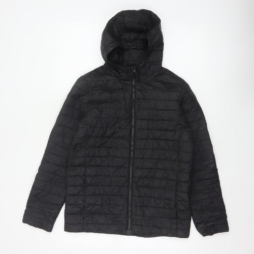 Lands' End Teens Black Size 14 Puffer Jacket Hooded Quilted