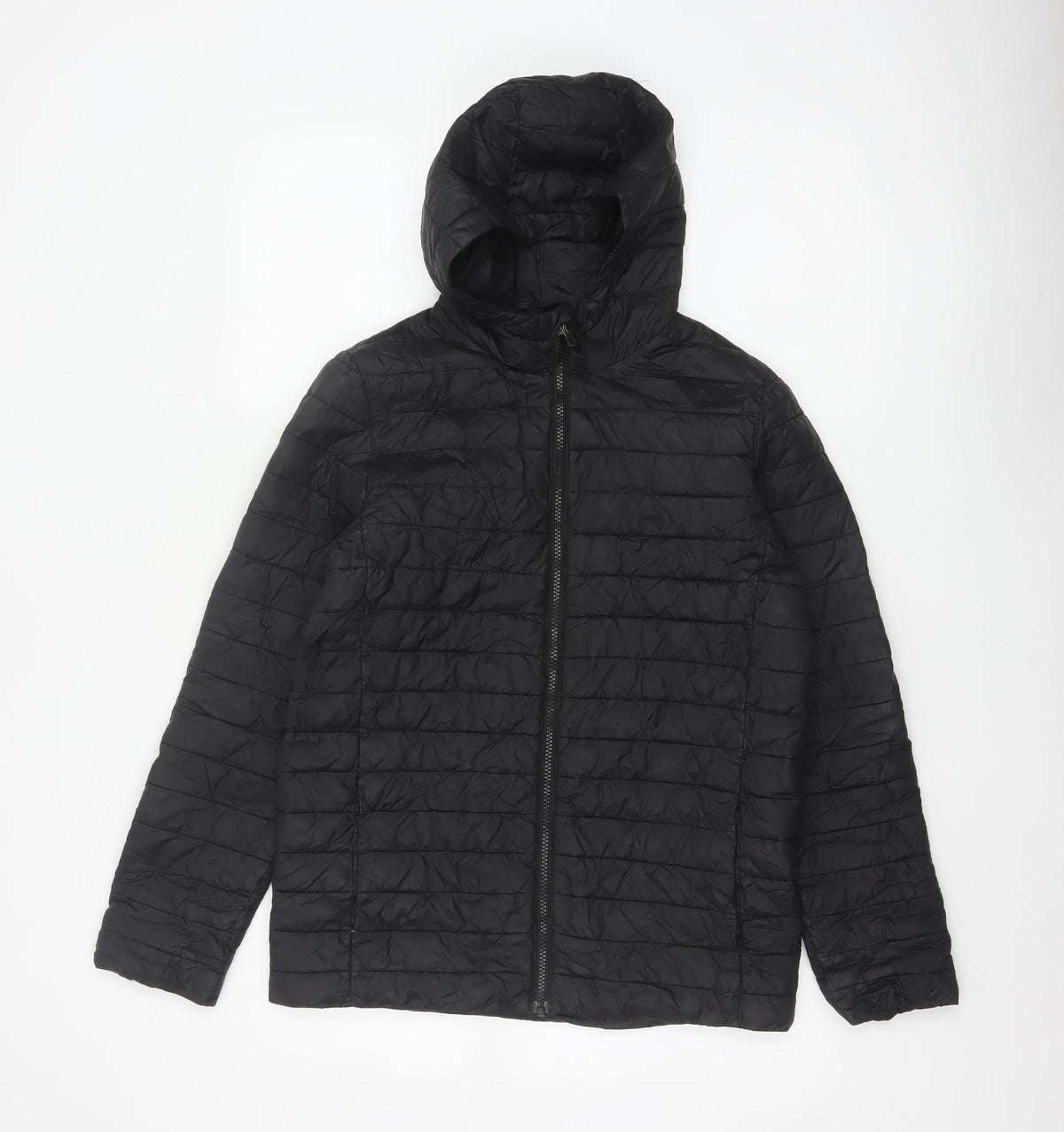 Lands' End Teens Black Size 14 Puffer Jacket Hooded Quilted