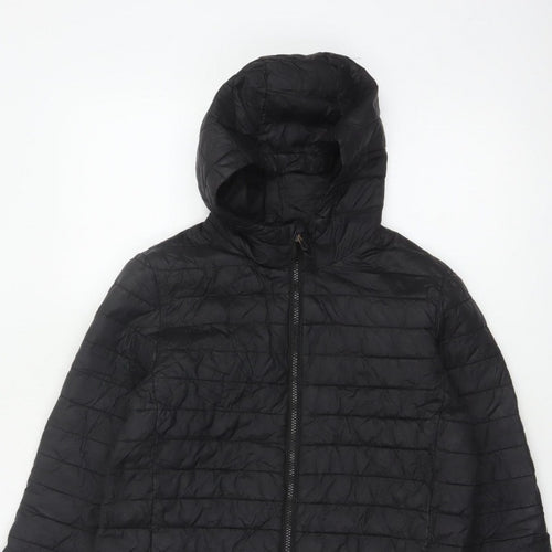 Lands' End Teens Black Size 14 Puffer Jacket Hooded Quilted