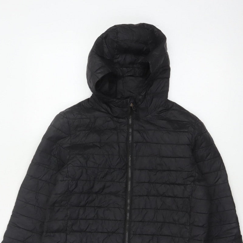 Lands' End Teens Black Size 14 Puffer Jacket Hooded Quilted