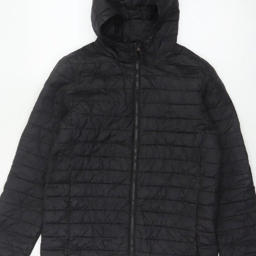 Lands' End Teens Black Size 14 Puffer Jacket Hooded Quilted