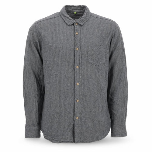 Primark Men Grey L Herringbone Organic Cotton Button-Down Shirt