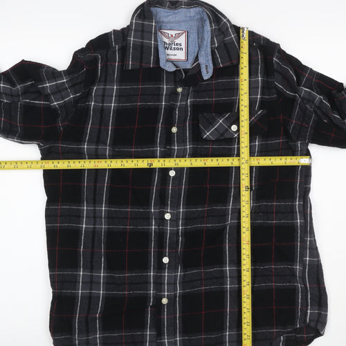Charles Wilson Men’s Black Plaid Flannel Button-Down Shirt M