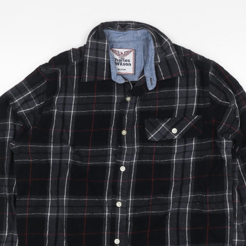 Charles Wilson Men’s Black Plaid Flannel Button-Down Shirt M