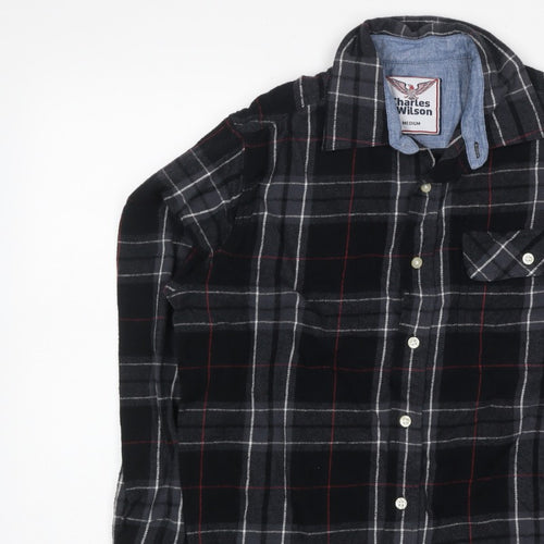 Charles Wilson Men’s Black Plaid Flannel Button-Down Shirt M