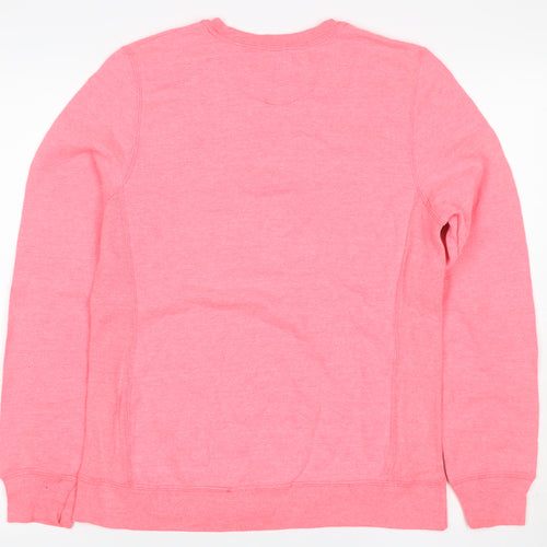 Champion Women Pink M Logo Crew Neck Pullover Sweatshirt Cotton Blend