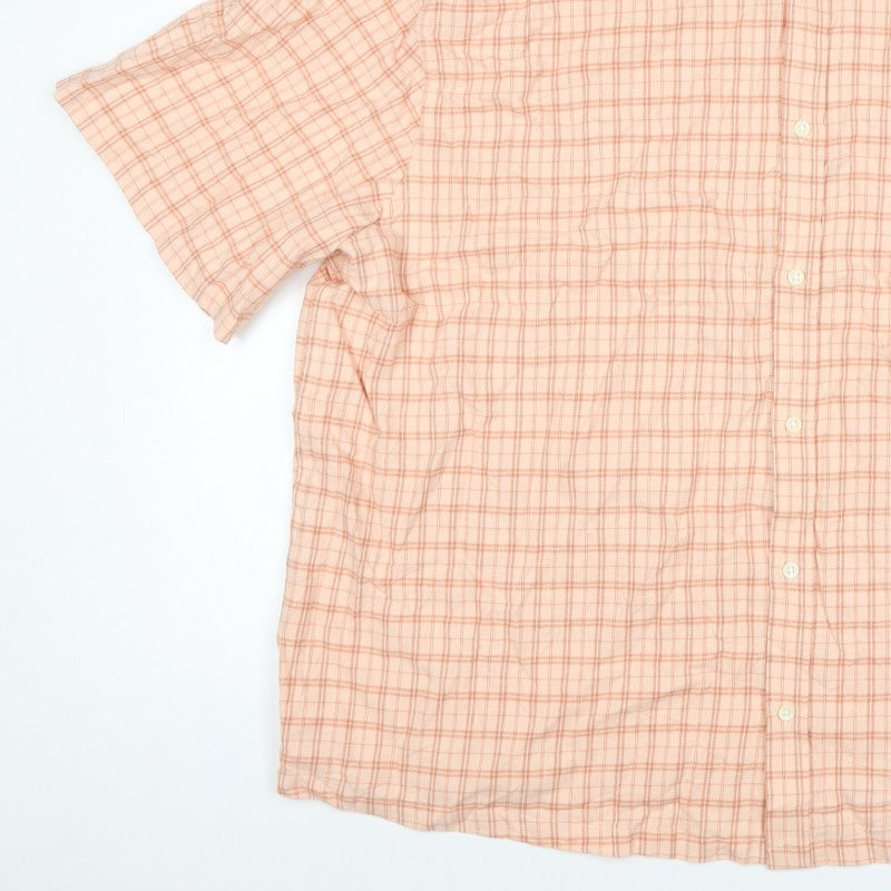 Cotton On Men’s Pink Check Linen Short Sleeve Button-Up Shirt L