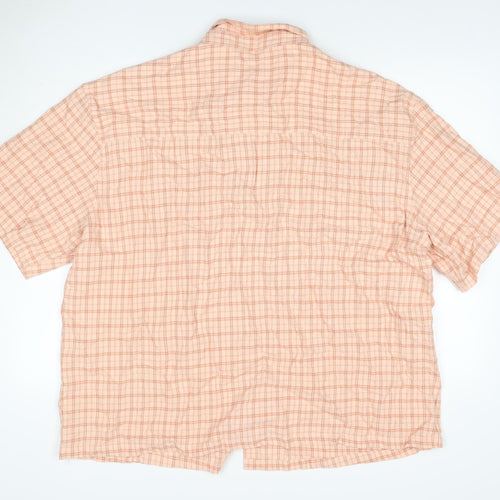 Cotton On Men’s Pink Check Linen Short Sleeve Button-Up Shirt L