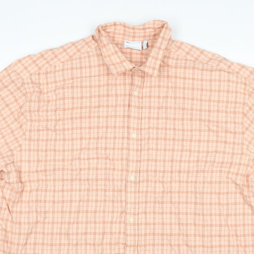 Cotton On Men’s Pink Check Linen Short Sleeve Button-Up Shirt L