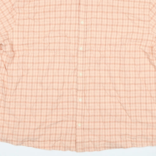 Cotton On Men’s Pink Check Linen Short Sleeve Button-Up Shirt L