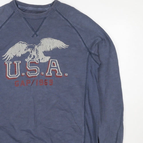 Gap Men Blue M Pullover Crew Neck USA Eagle Graphic Sweatshirt
