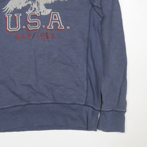 Gap Men Blue M Pullover Crew Neck USA Eagle Graphic Sweatshirt
