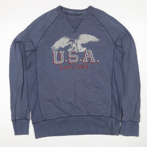 Gap Men Blue M Pullover Crew Neck USA Eagle Graphic Sweatshirt