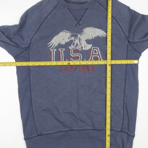 Gap Men Blue M Pullover Crew Neck USA Eagle Graphic Sweatshirt
