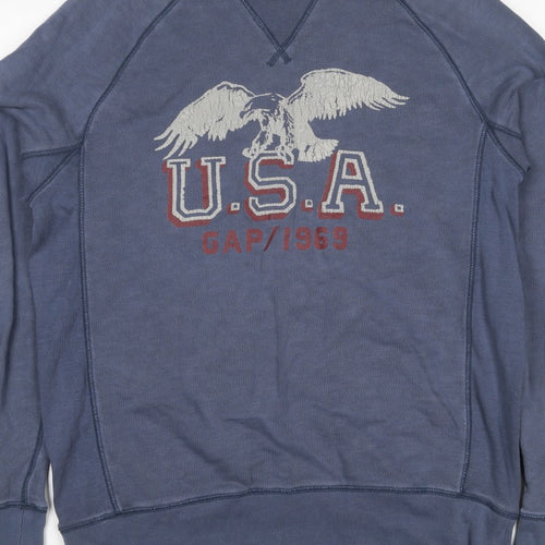 Gap Men Blue M Pullover Crew Neck USA Eagle Graphic Sweatshirt