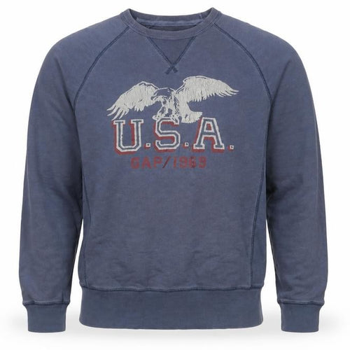 Gap Men Blue M Pullover Crew Neck USA Eagle Graphic Sweatshirt