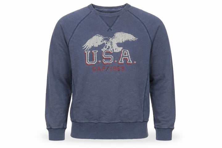 Gap Men Blue M Pullover Crew Neck USA Eagle Graphic Sweatshirt
