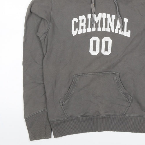 Criminal Men’s Grey M Pullover Hoodie College Graphic Print