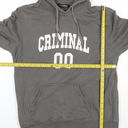 Criminal Men’s Grey M Pullover Hoodie College Graphic Print
