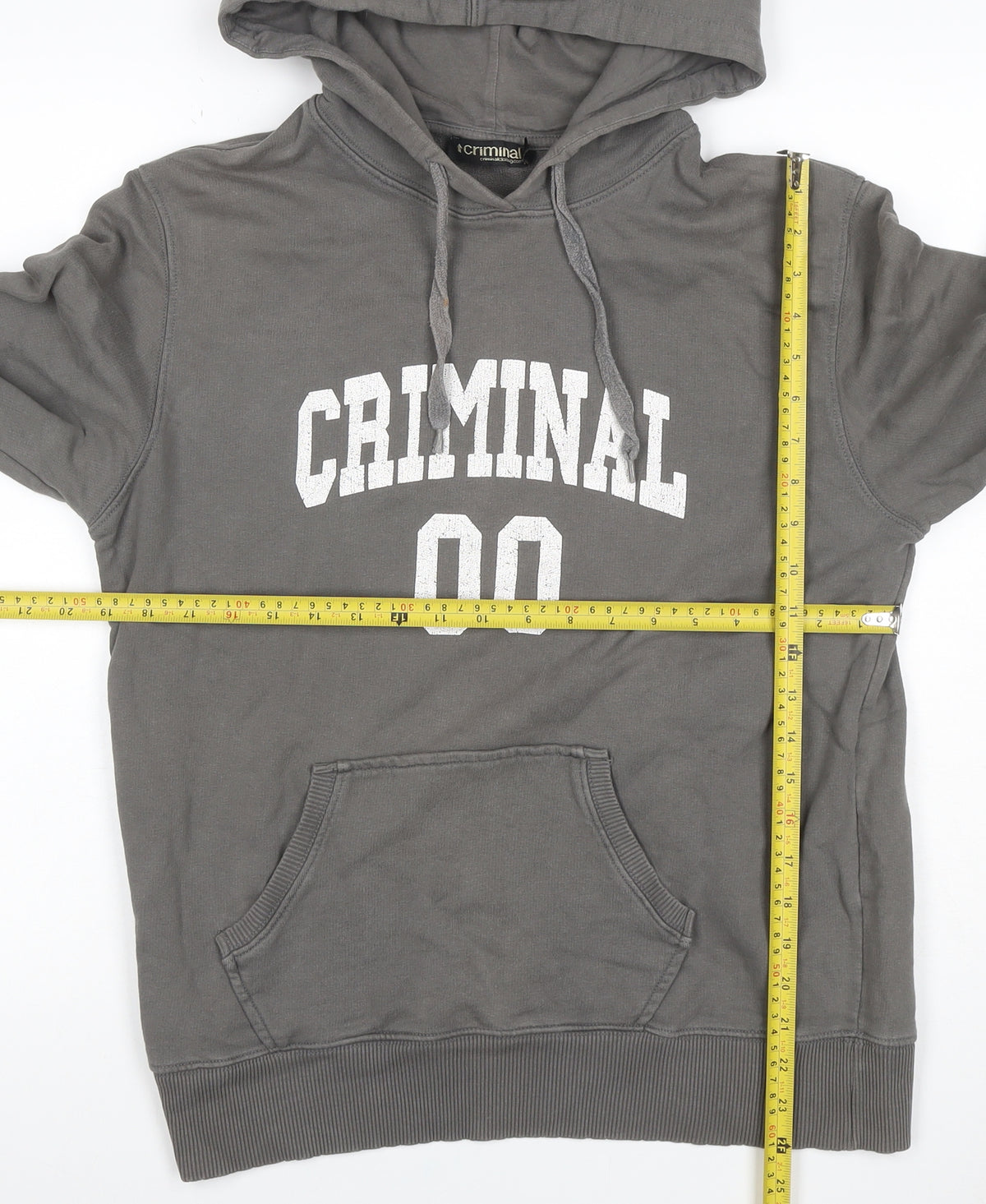 Criminal Men’s Grey M Pullover Hoodie College Graphic Print