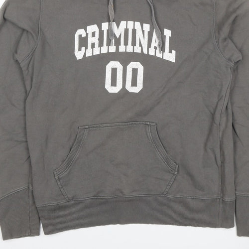 Criminal Men’s Grey M Pullover Hoodie College Graphic Print