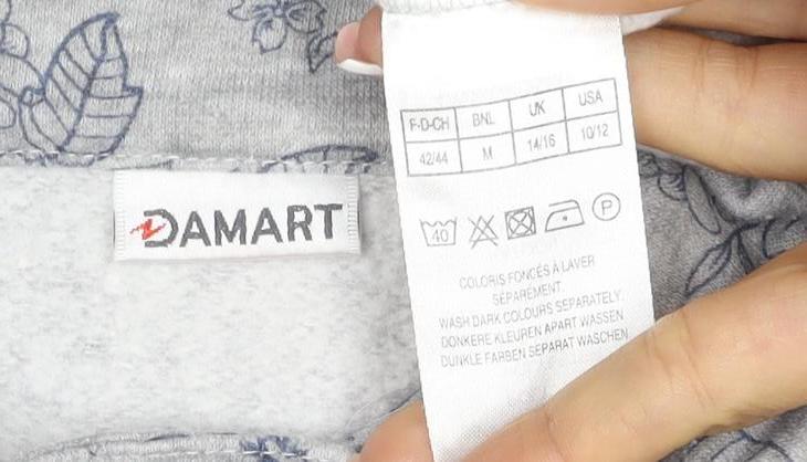 Damart Women Grey Floral Fleece Button Cardigan Sweatshirt L