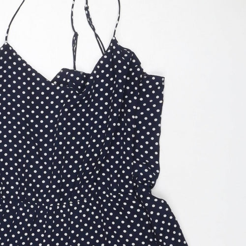 Zara Trafaluc Women Blue Polka Dot Mini Wrap Skirt UK 12