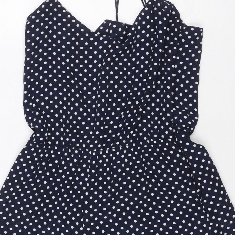 Zara Trafaluc Women Blue Polka Dot Mini Wrap Skirt UK 12