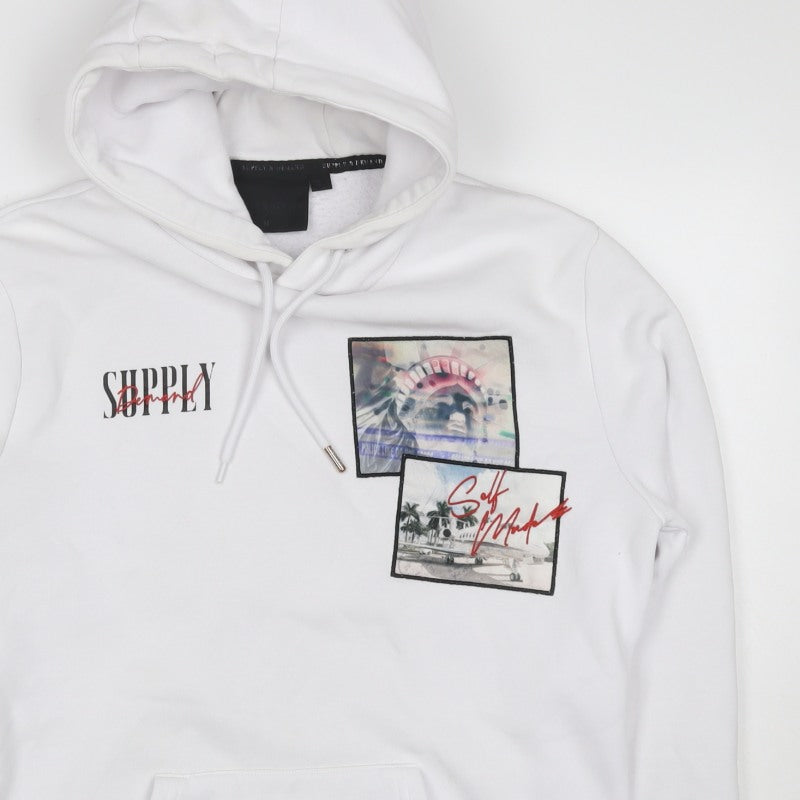Supply & Demand Men's White M Pullover Hoodie Graphic Print Pockets