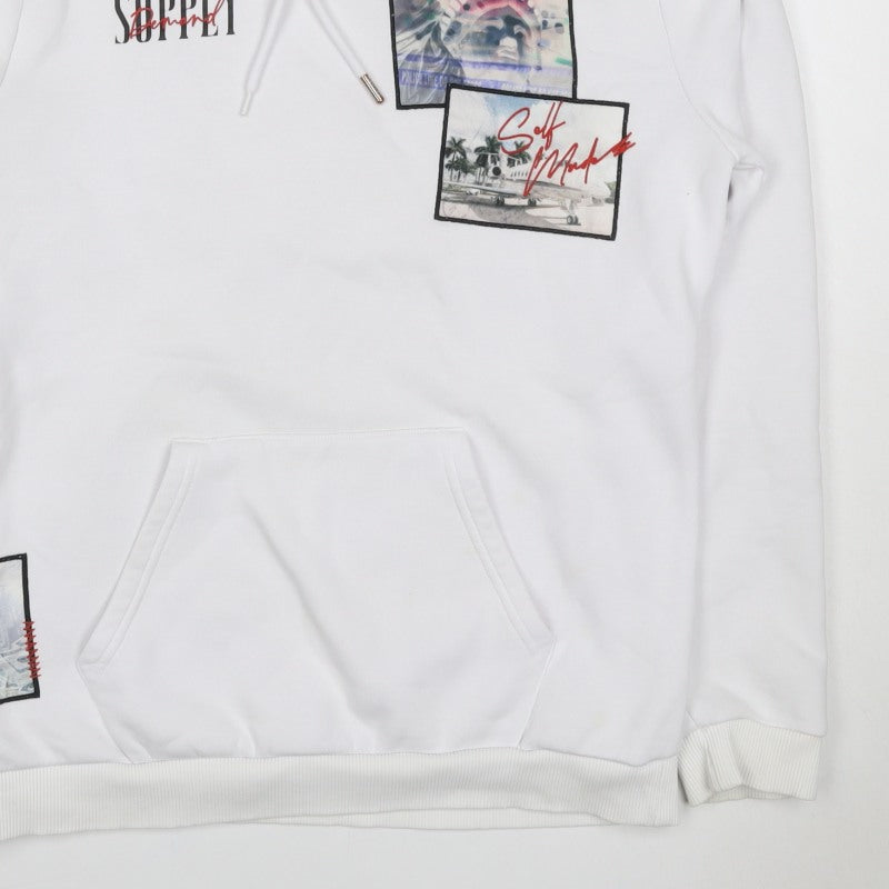 Supply & Demand Men's White M Pullover Hoodie Graphic Print Pockets