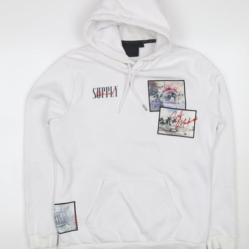 Supply & Demand Men's White M Pullover Hoodie Graphic Print Pockets