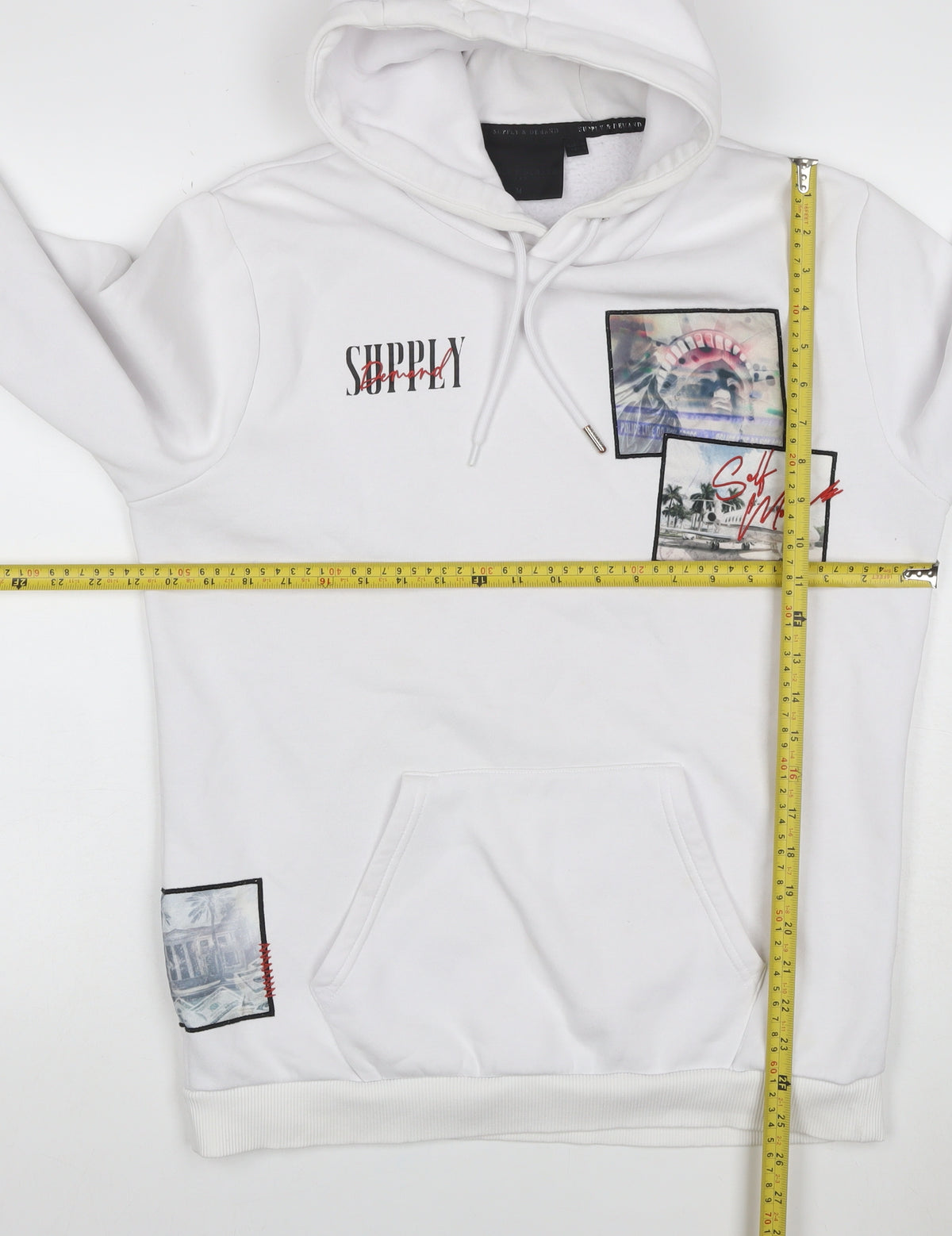 Supply & Demand Men's White M Pullover Hoodie Graphic Print Pockets