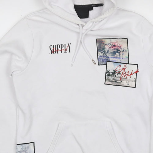 Supply & Demand Men's White M Pullover Hoodie Graphic Print Pockets