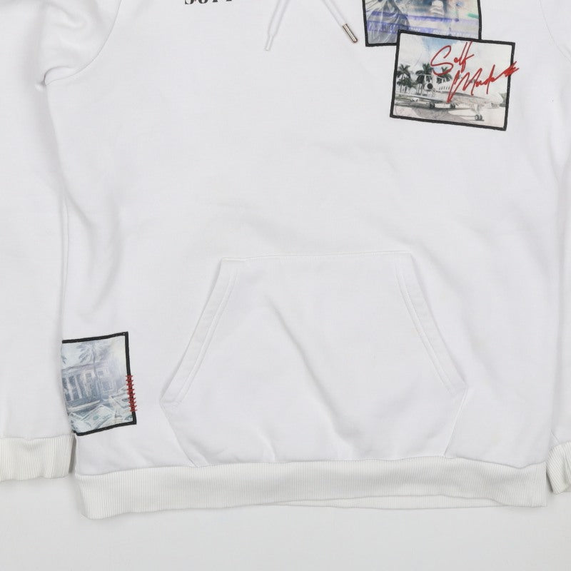 Supply & Demand Men's White M Pullover Hoodie Graphic Print Pockets