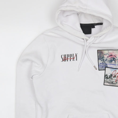 Supply & Demand Men's White M Pullover Hoodie Graphic Print Pockets