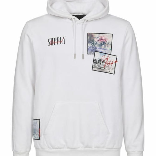 Supply & Demand Men's White M Pullover Hoodie Graphic Print Pockets