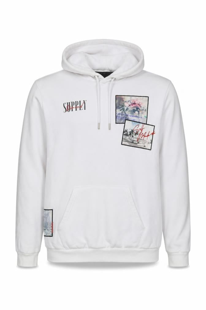 Supply & Demand Men's White M Pullover Hoodie Graphic Print Pockets