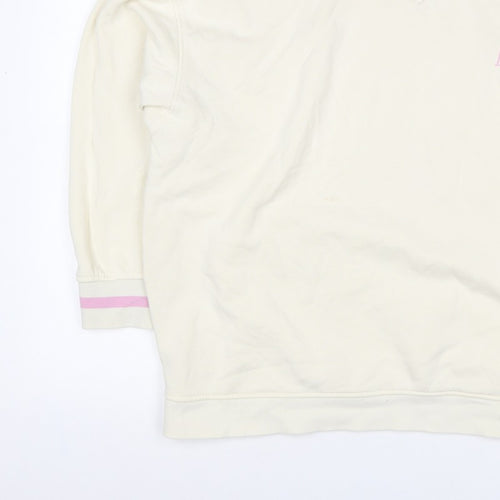 Primark Women’s Ivory L Pullover Sweatshirt Pink Slogan V-Neck