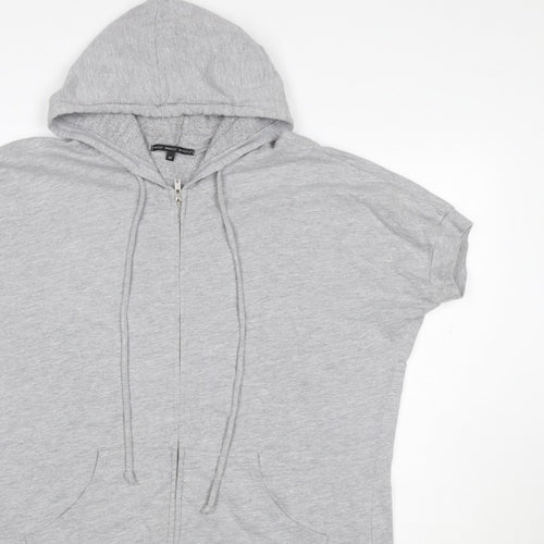 Truly Madly Deeply Women Grey M Full Zip Short Sleeve Hooded Hoodie